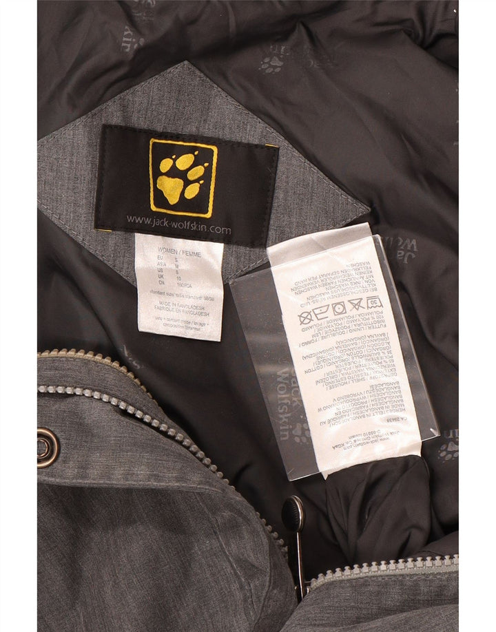 JACK WOLFSKIN Damen-Parka mit Kapuze, UK 10, Größe S, grau, Polyester