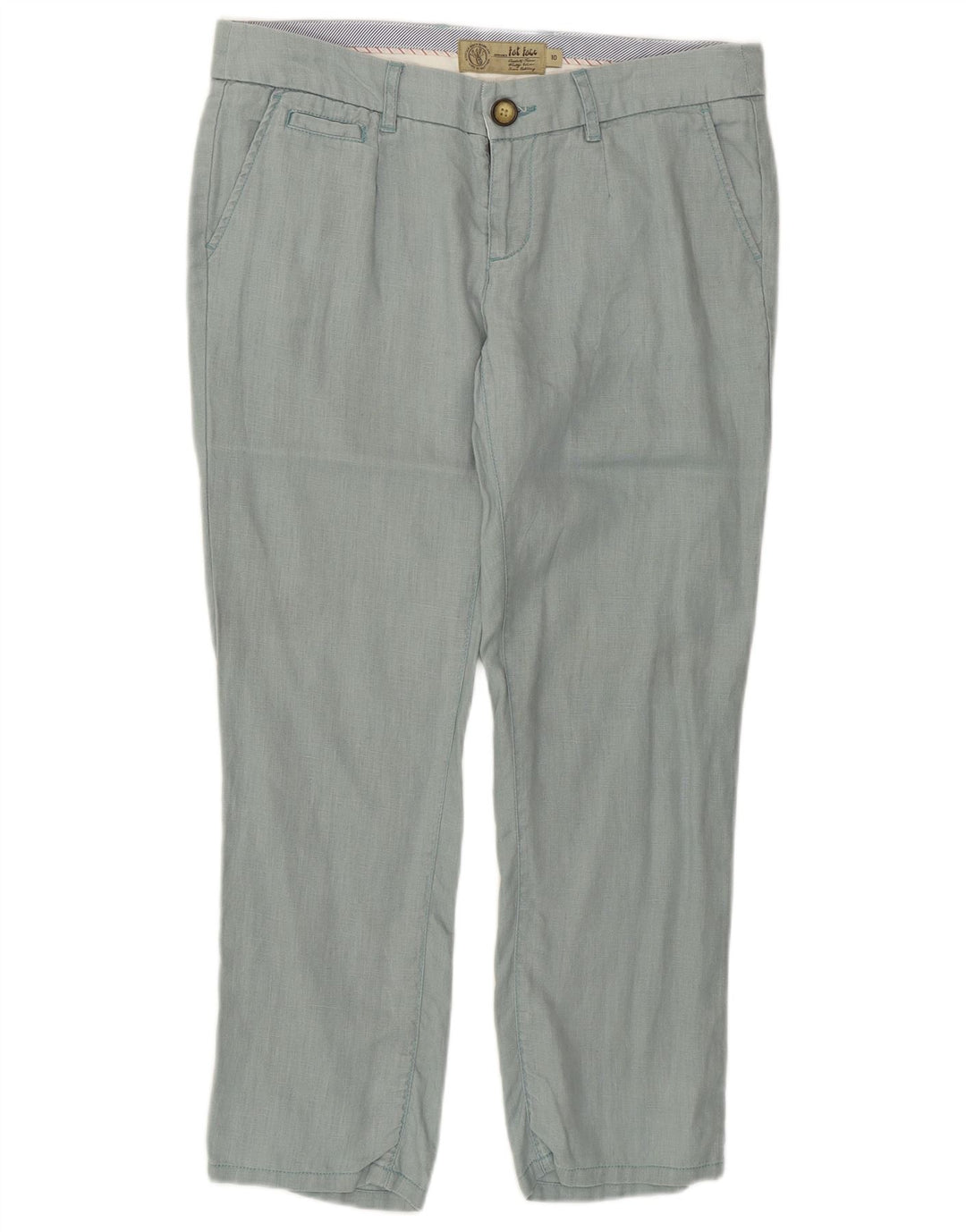 FAT FACE Damen-Freizeithose, gerade, UK 10, Größe S, W32, L25, grünes Leinen