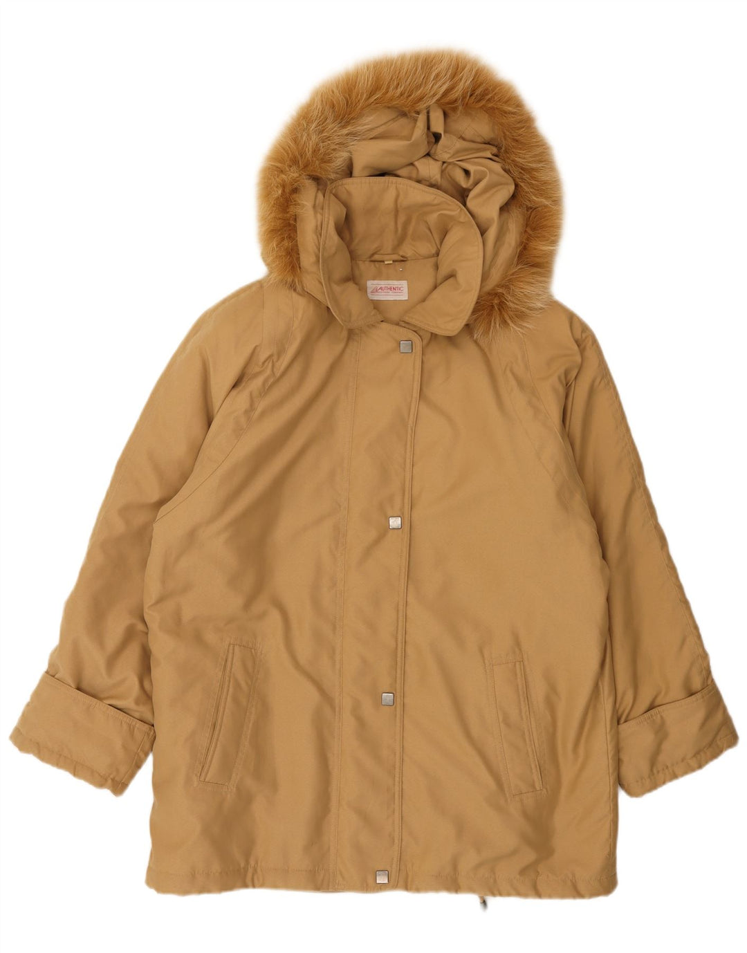 Authentischer Damen-Windbreaker-Mantel mit Kapuze, EU 46, XL, Beige, Polyester