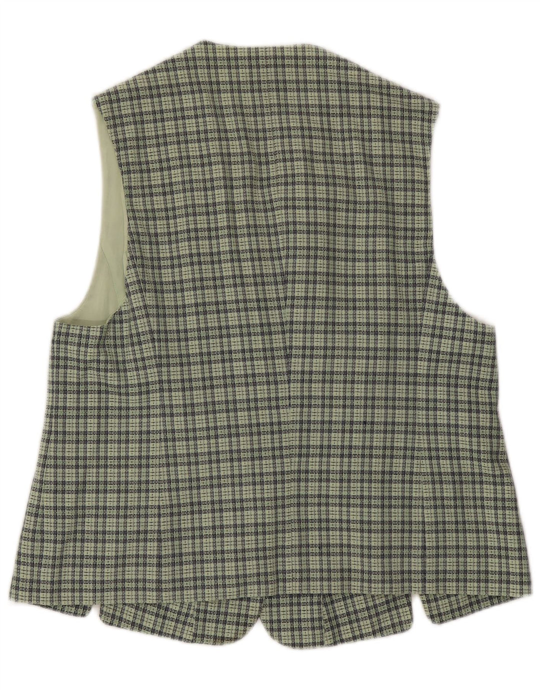 Vintage Damen Weste IT 46 Große grün karierte Wolle