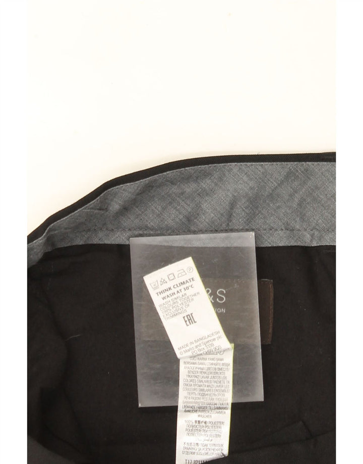 MARKS & SPENCER Herren-Anzughose mit normaler Passform, W36, L33, schwarzes Polyester