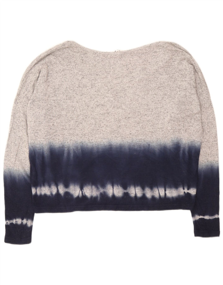 Roxy Damen-Oversize-Oberteil mit langen Ärmeln, Gr. 10, Größe S, Grau, Batik-Viskose