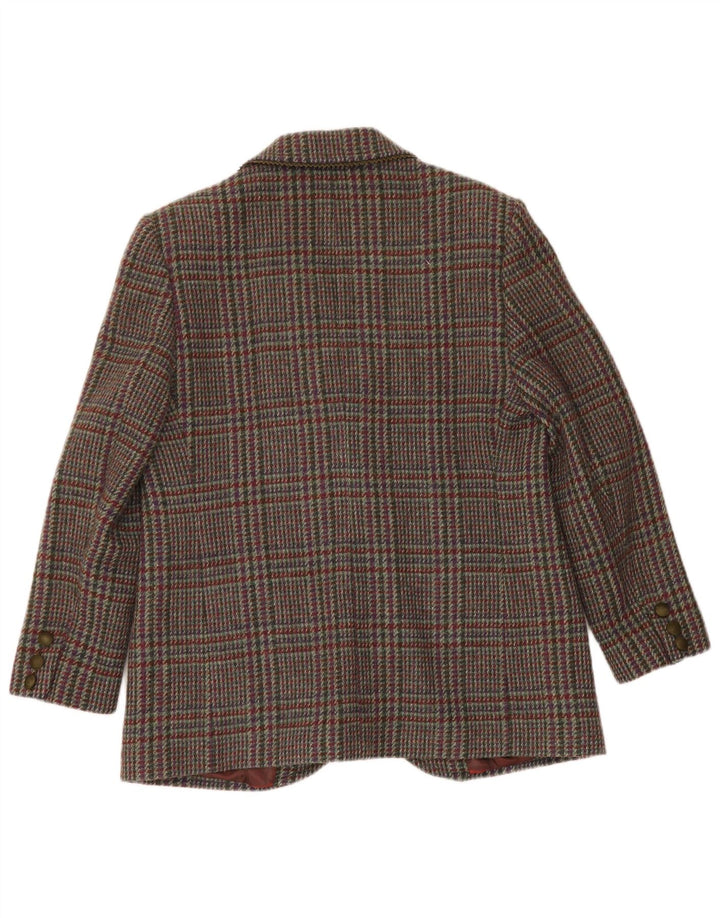 Vintage Damen 2-Knopf-Blazerjacke UK 14 Großer grüner Hahnentritt
