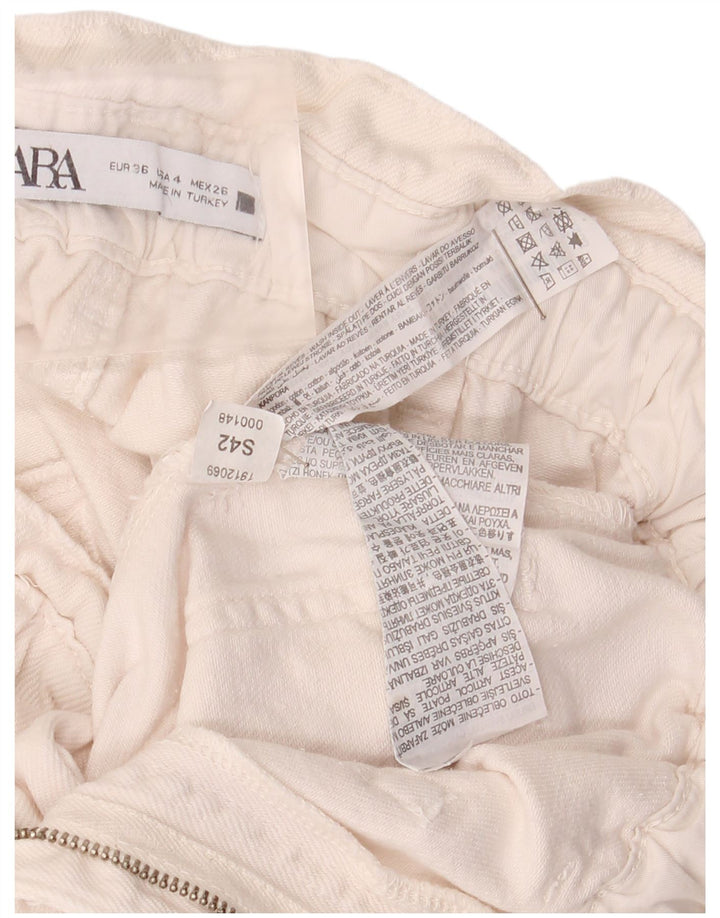 ZARA Damen Tapered Jeans EU 36 XS W26 L24 Weiße Baumwolle