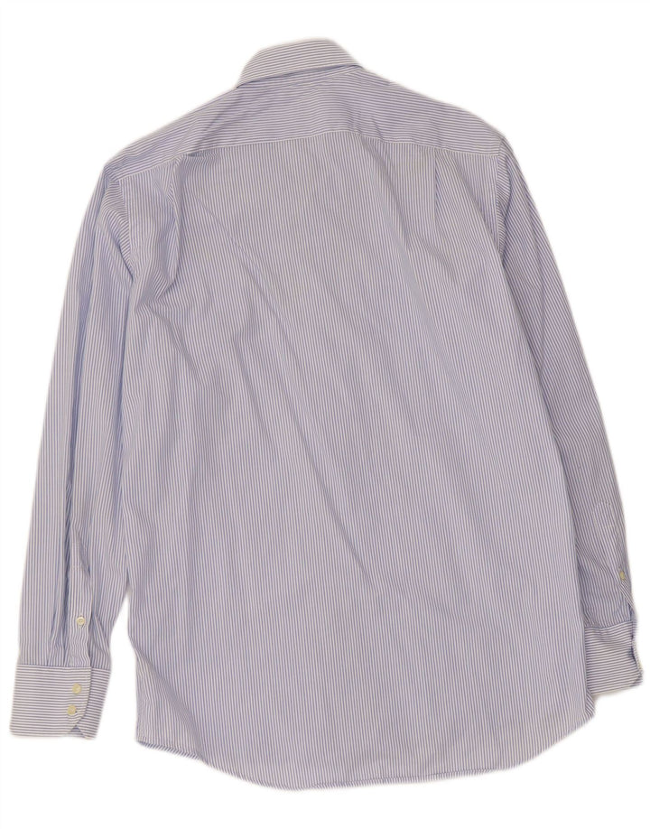 Lacoste Herrenhemd Größe 39 Mittelblaue Nadelstreifen-Baumwolle
