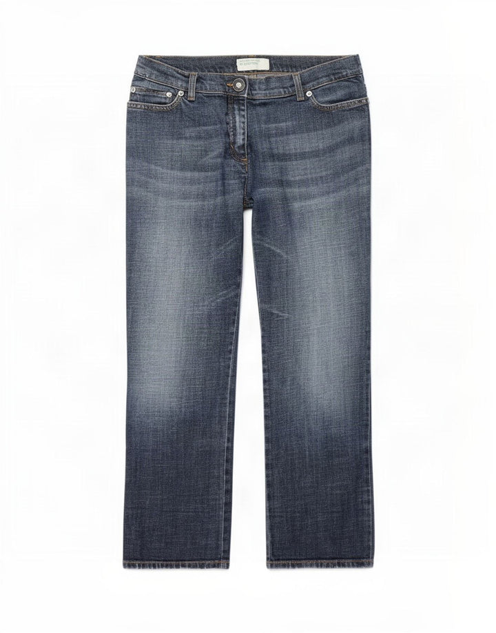 Benetton Damen Crop Straight Jeans W32 L25 Blau