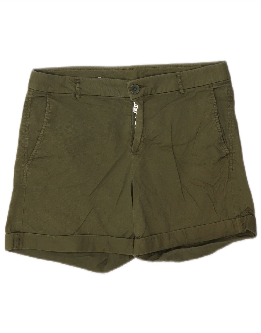 BENETTON Damen Chinoshorts UK 10 Small W30 Khaki Baumwolle
