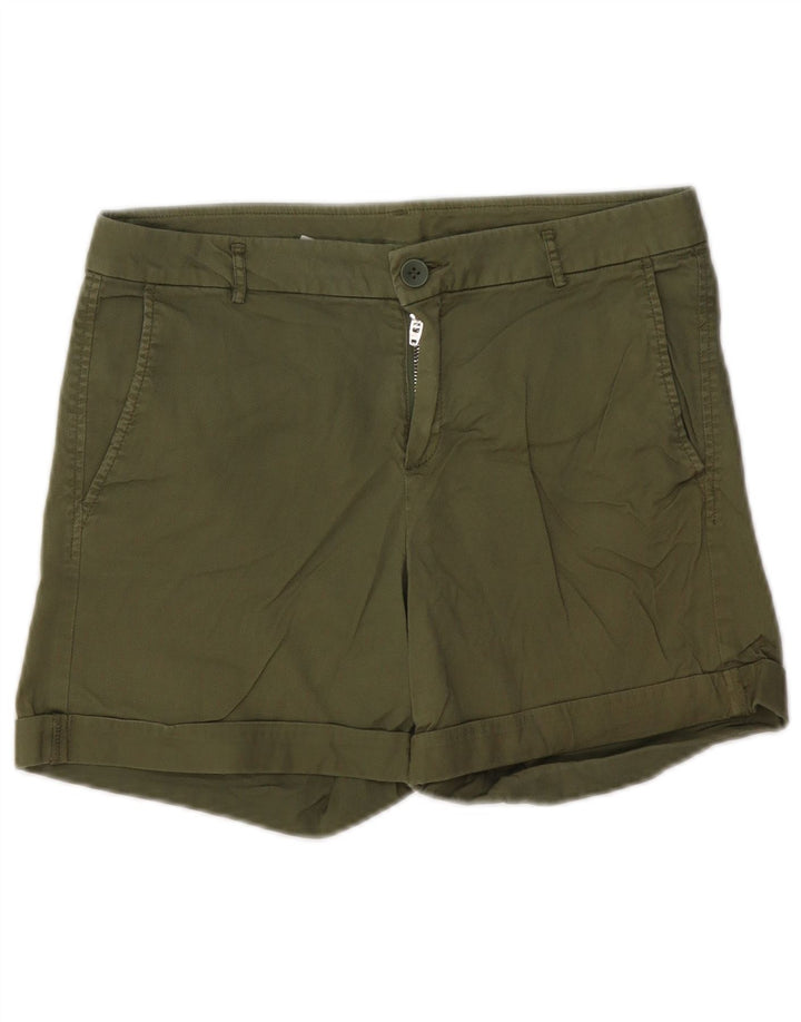 BENETTON Damen Chinoshorts UK 10 Small W30 Khaki Baumwolle