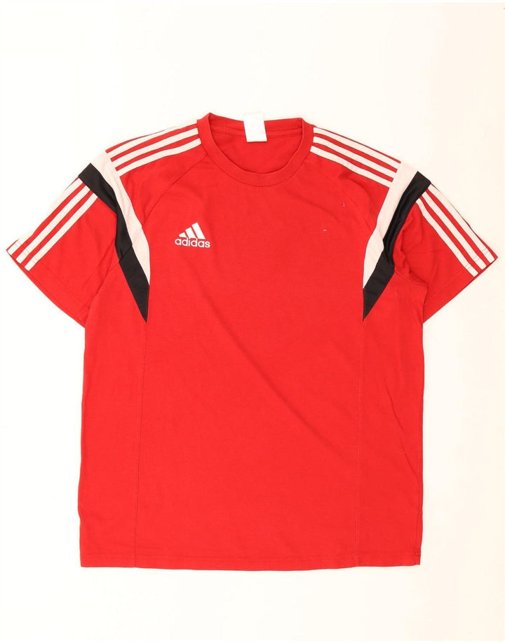 Adidas Herren T-Shirt Top Large Rot Colourblock Baumwolle