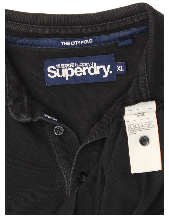 SUPERDRY Herren-Poloshirt XL aus schwarzer Baumwolle