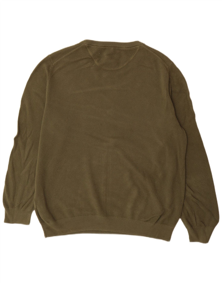 Gant Herren-Pullover mit Rundhalsausschnitt, 2XL, Khaki, Baumwolle