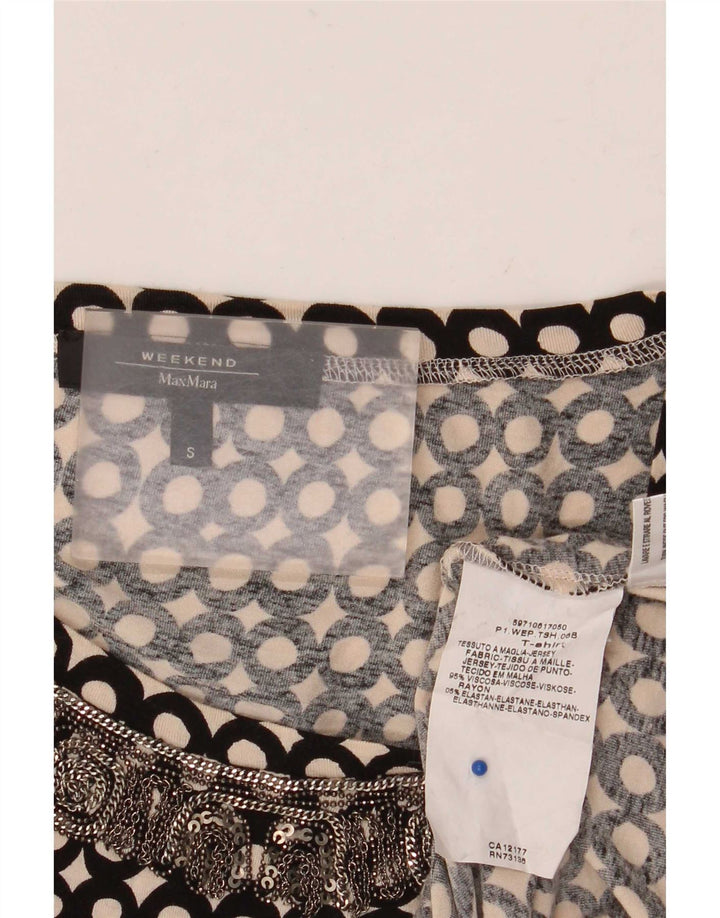 Max Mara Damen-Wochenendblusenoberteil UK 10 Small Schwarz gefleckte Viskose