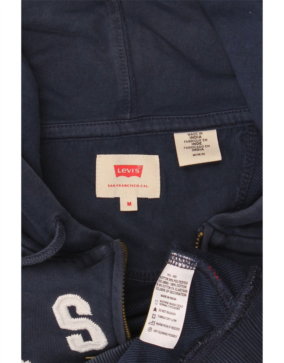LEVI'S Herren-Kapuzenpullover mit grafischem Reißverschluss, mittelmarineblaue Baumwolle