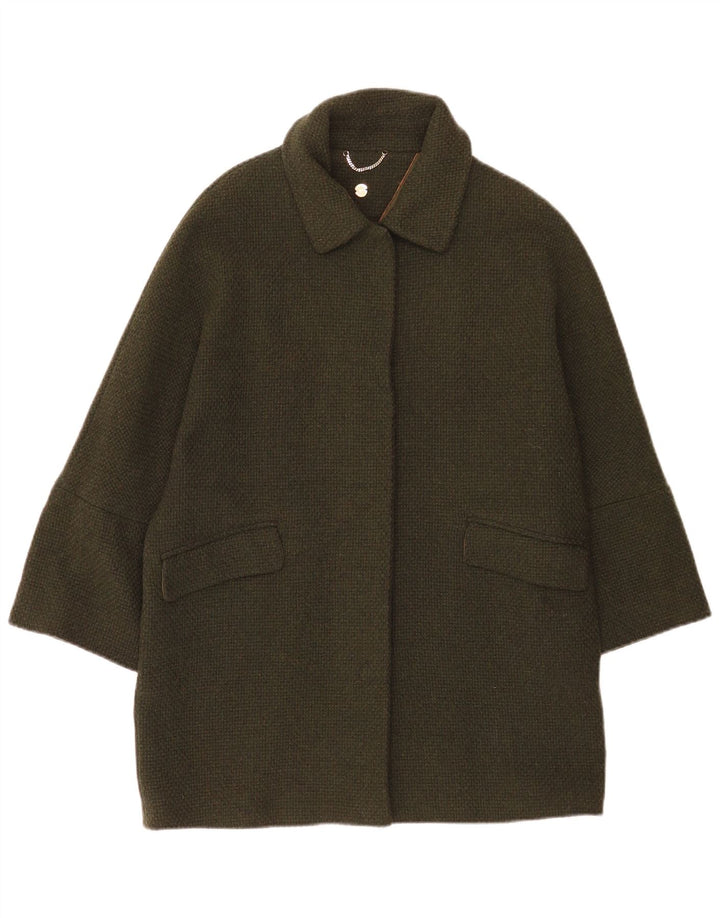 Massimo Dutti Damen Übergroßer Mantel UK 10 Small Khaki Wolle