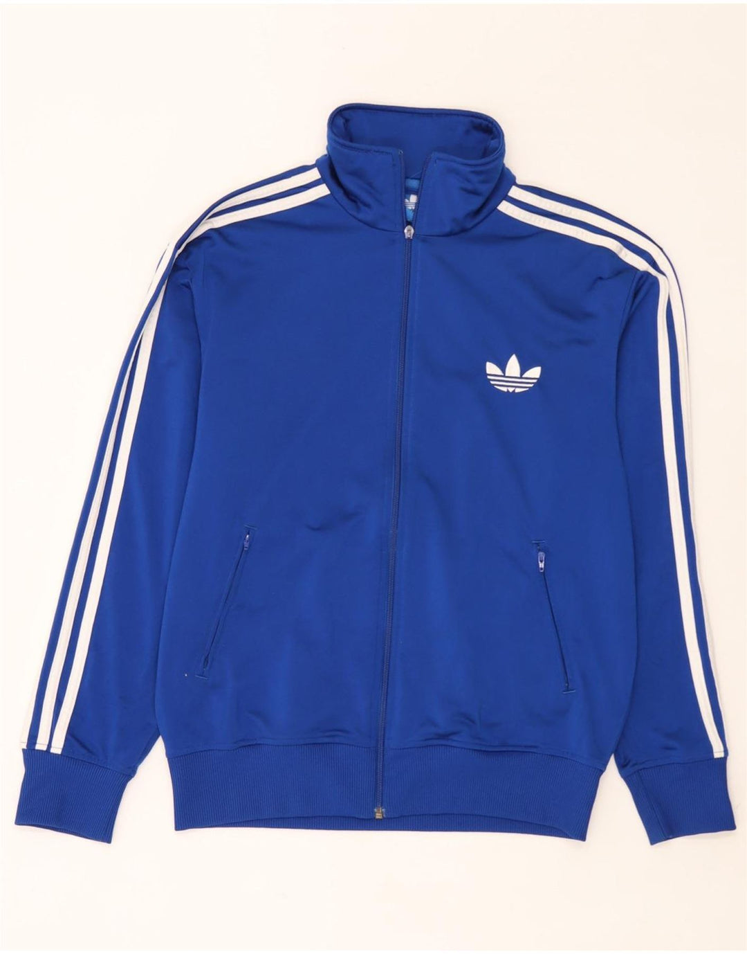 Adidas Herren-Trainingsanzug-Top-Jacke aus mittelblauem Polyester