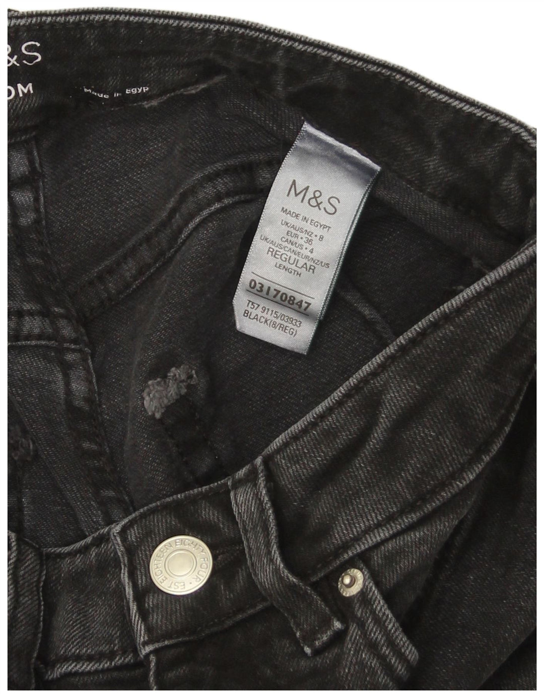 MARKS & SPENCER Damen Tapered Jeans UK 8 Small W26 L26 Graue Baumwolle