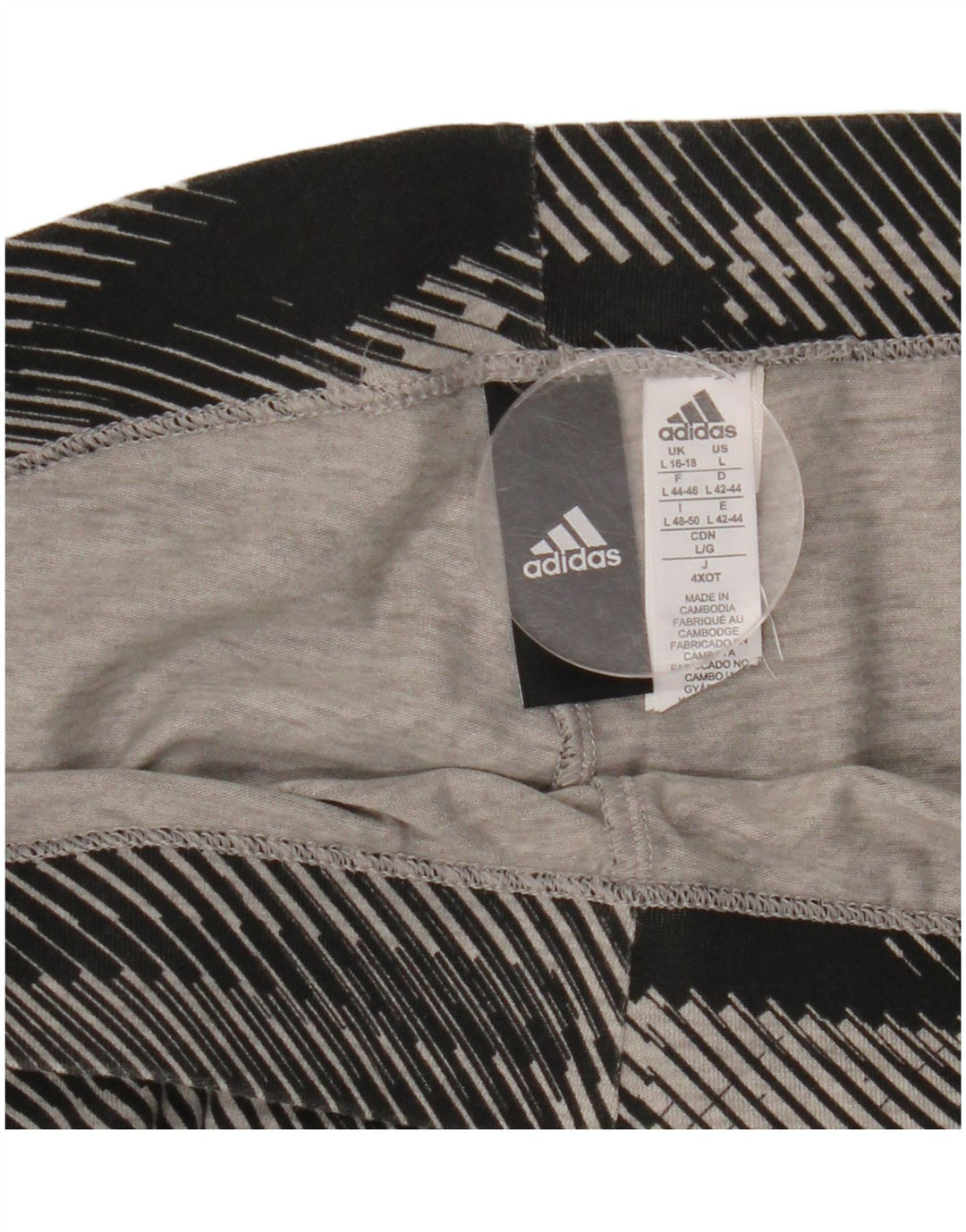 ADIDAS Damen Graphic Leggings UK 16/18 Große schwarz gestreifte Baumwolle