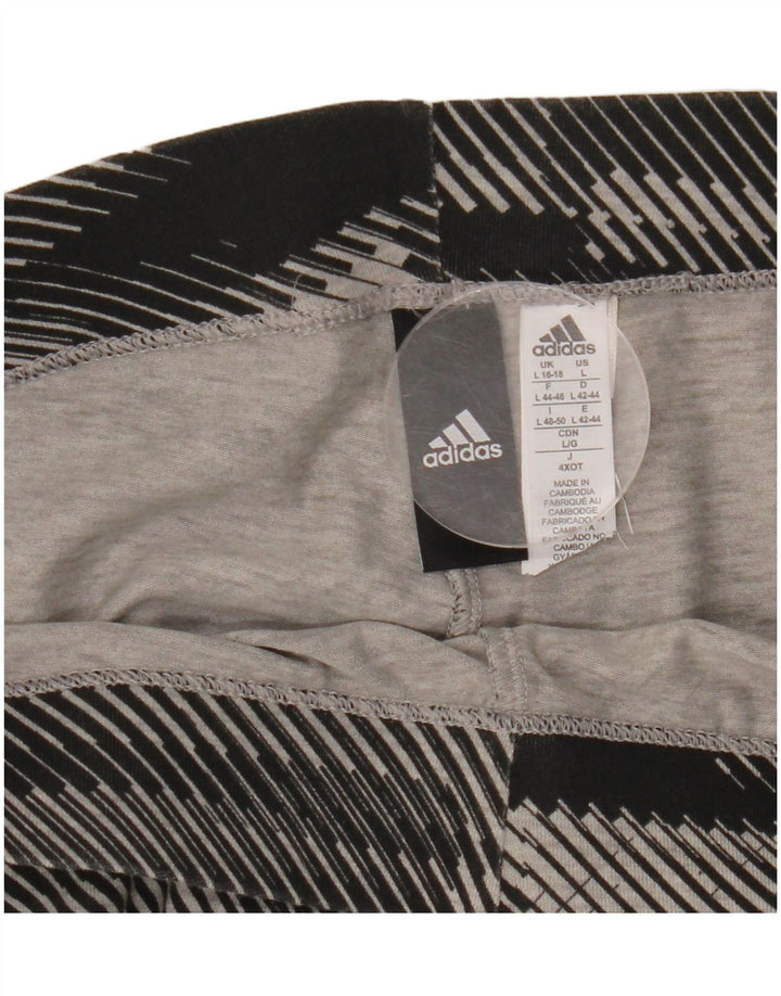 ADIDAS Damen Graphic Leggings UK 16/18 Große schwarz gestreifte Baumwolle