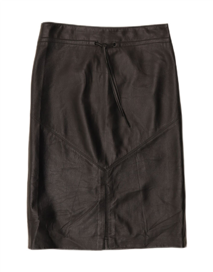 Vintage Damen Lederrock IT 44 Medium W30 Schwarzes Leder