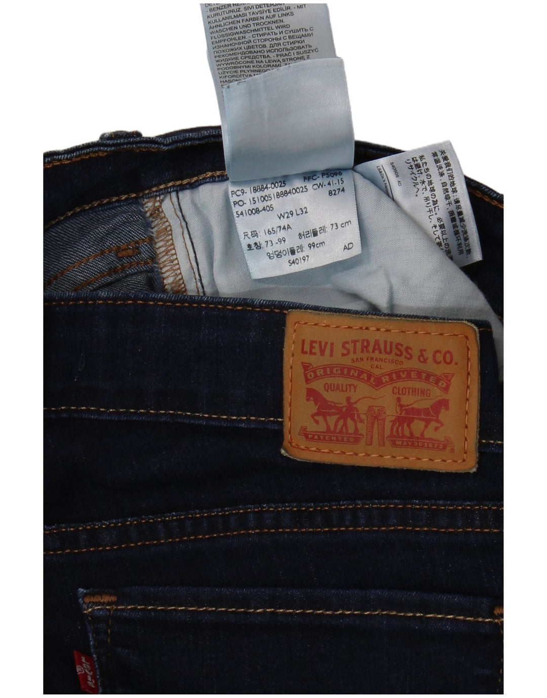 Levi's Damen 712 Slim Jeans W29 L32 Marineblau Baumwolle