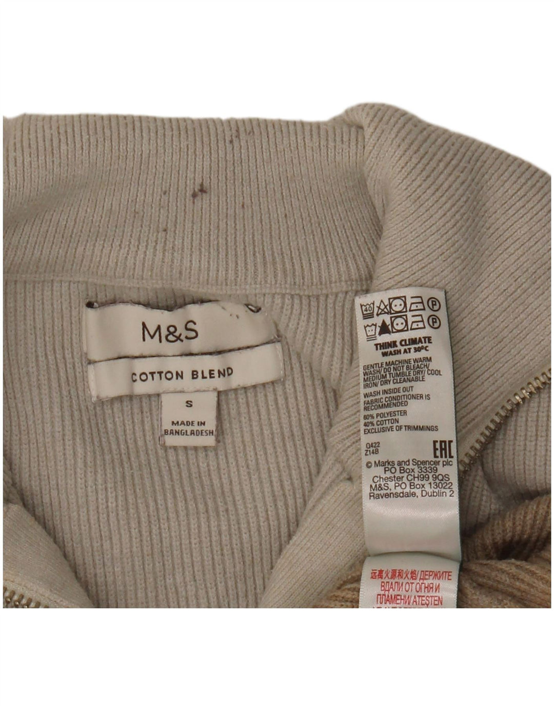 Marks & Spencer Damen-Pullover mit Reißverschluss am Hals, Gr. 10, Größe S, Grau, Farbblock