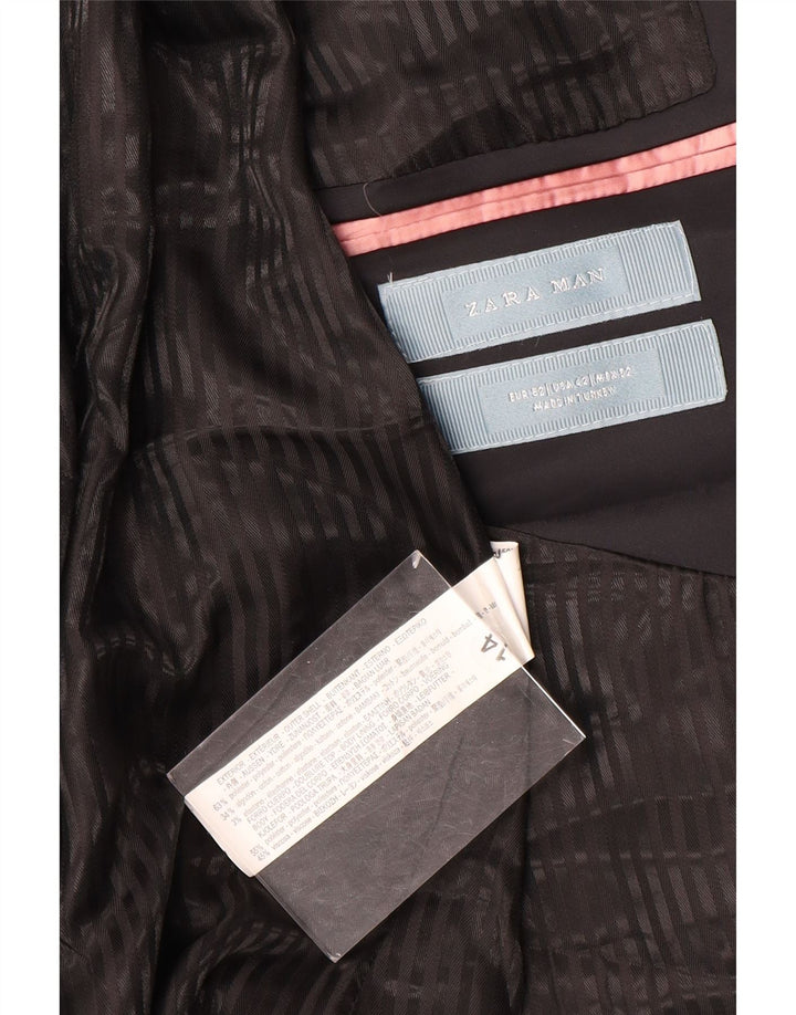Zara Herren-Blazer mit 2 Knöpfen, EU 52, großes braunes Blumenmuster, Polyester