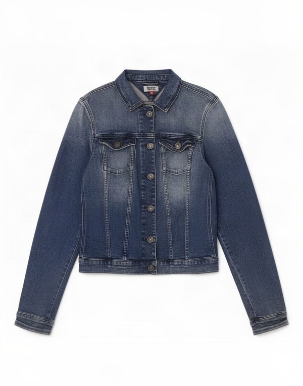 Tommy Hilfiger Damen Crop Denim Jacke UK 10 Small Blau Baumwolle