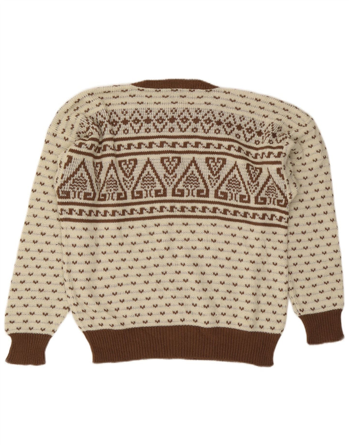 C & A Herren-Pullover mit Rundhalsausschnitt, IT 48/50, Mittelbeige, Fair Isle