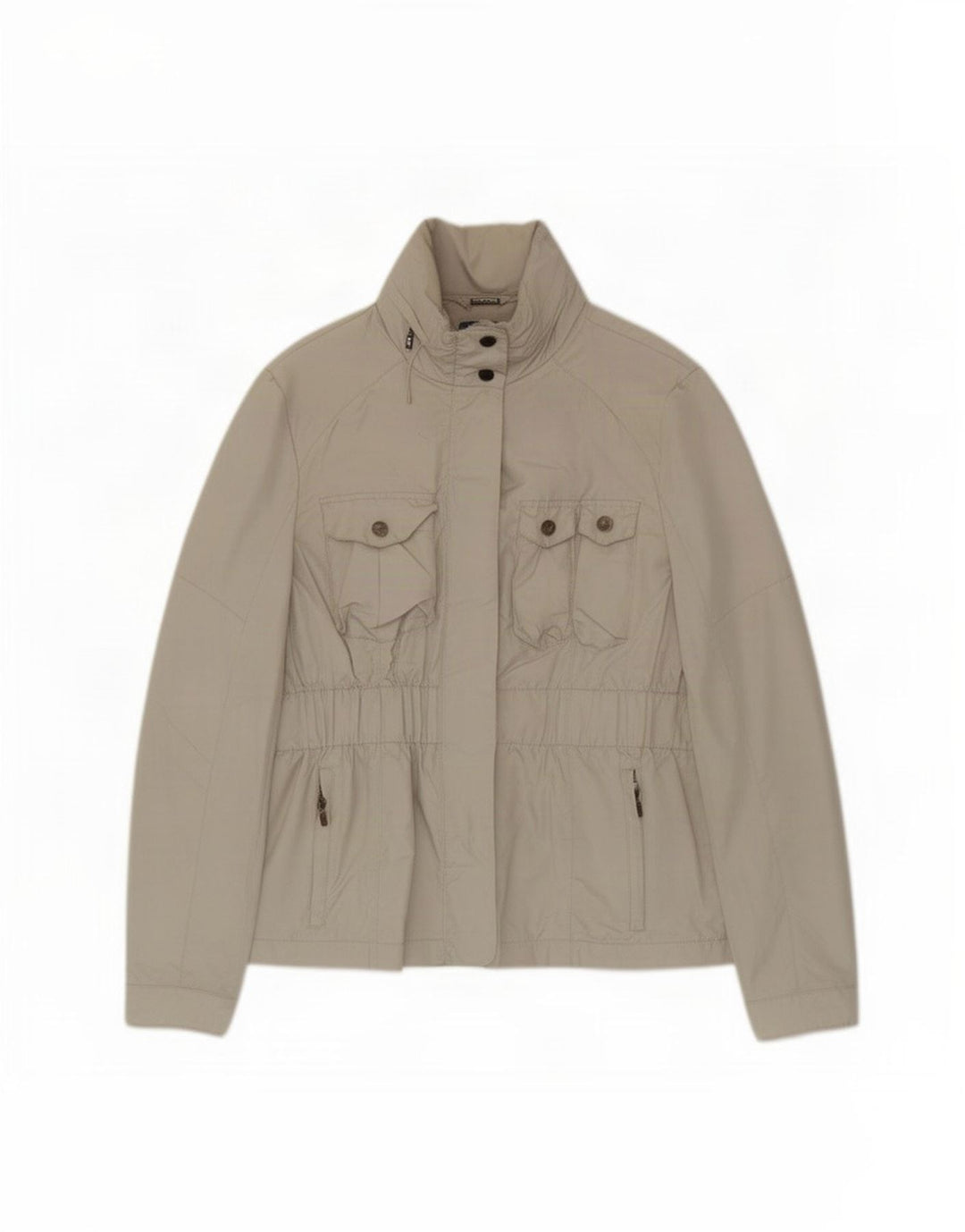 Zara Damen Utility-Jacke mit Kapuze, UK 14, Größe L, Beige, Polyester