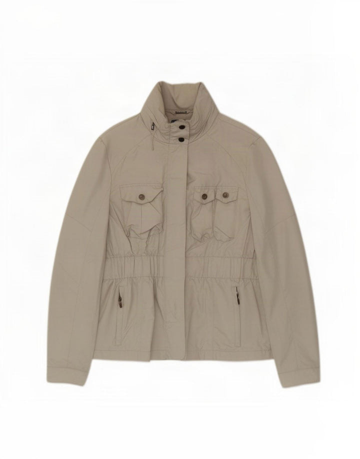 Zara Damen Utility-Jacke mit Kapuze, UK 14, Größe L, Beige, Polyester