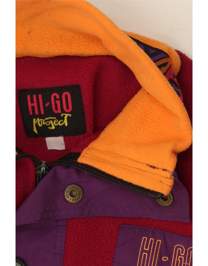 Vintage Herren-Fleecepullover mit Knopfkragen, groß, mehrfarbig, Farbblock