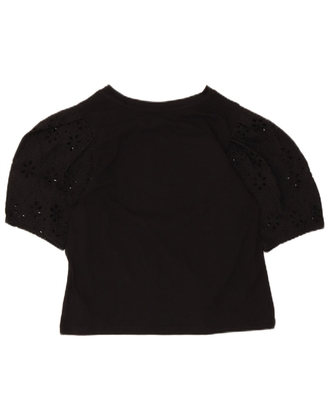 Zara Damen Crop Bluse Top UK 10 Small Schwarz