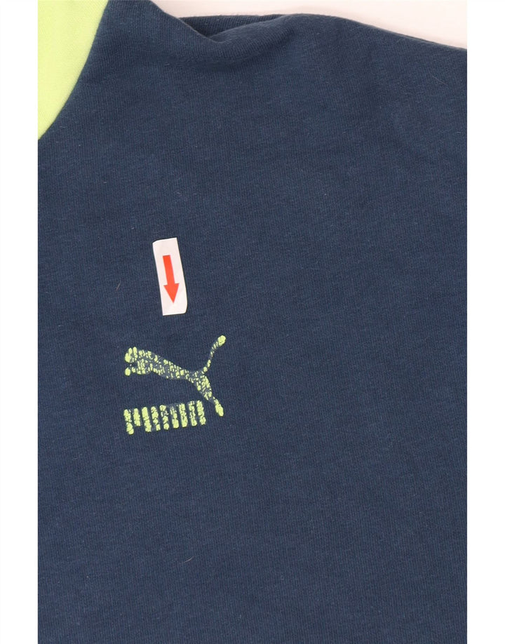Puma Herren-Kapuzenpullover aus Baumwolle in mittlerem Marineblau mit Blockfarben