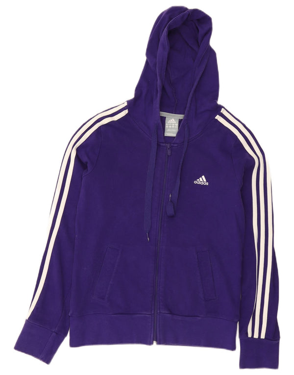 Adidas Damen Zip Hoodie Pullover UK 12 Mittellila Baumwolle