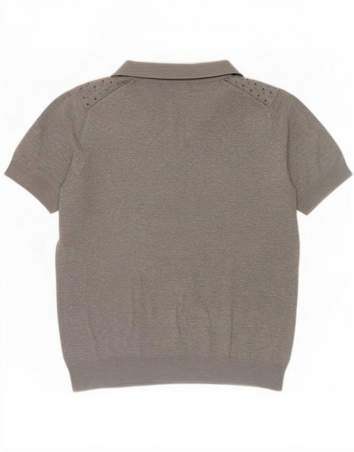 Zara Herren-Poloshirt mit abstraktem Muster, Mittelgrau