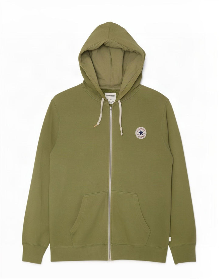Converse Herren-Kapuzenpullover mit Reißverschluss, XL, grüne Baumwolle