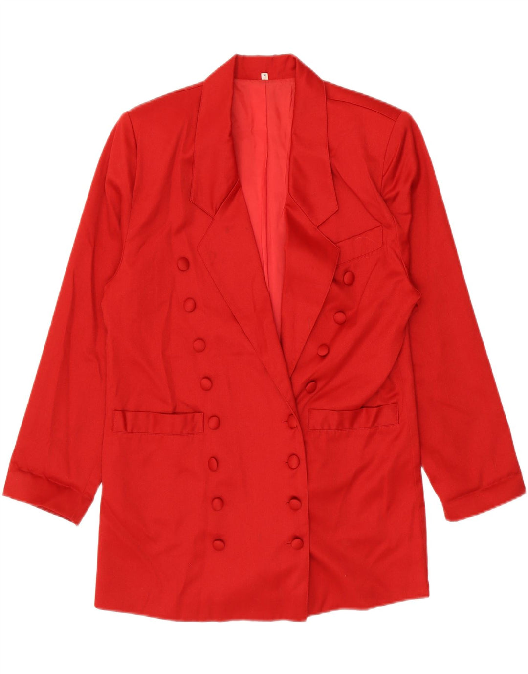 Vintage Damen Longline Zweireiher Blazer Jacke UK 14 Mittelrot