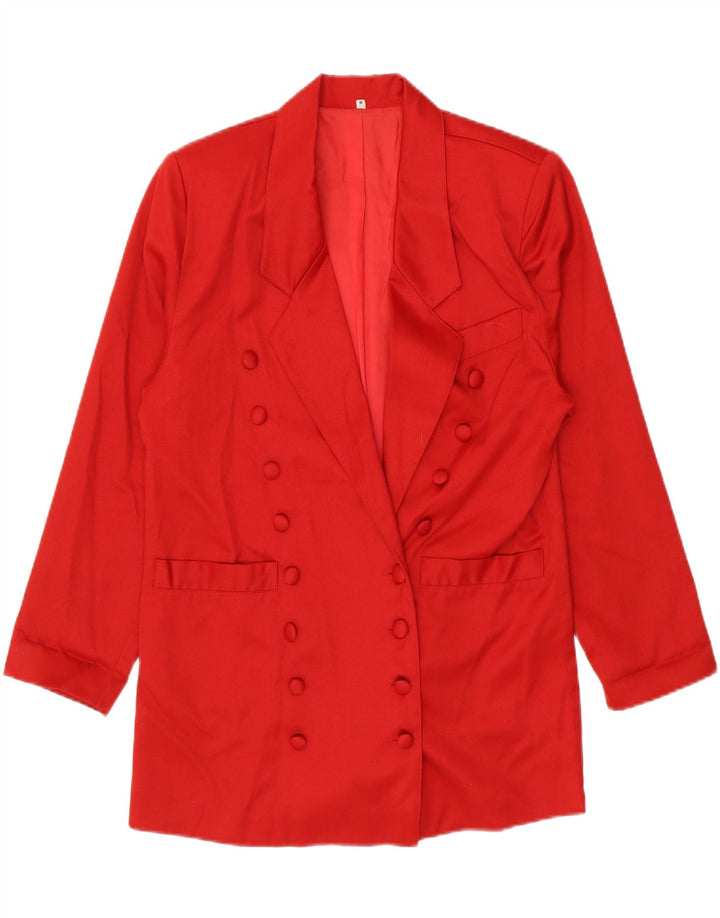Vintage Damen Longline Zweireiher Blazer Jacke UK 14 Mittelrot