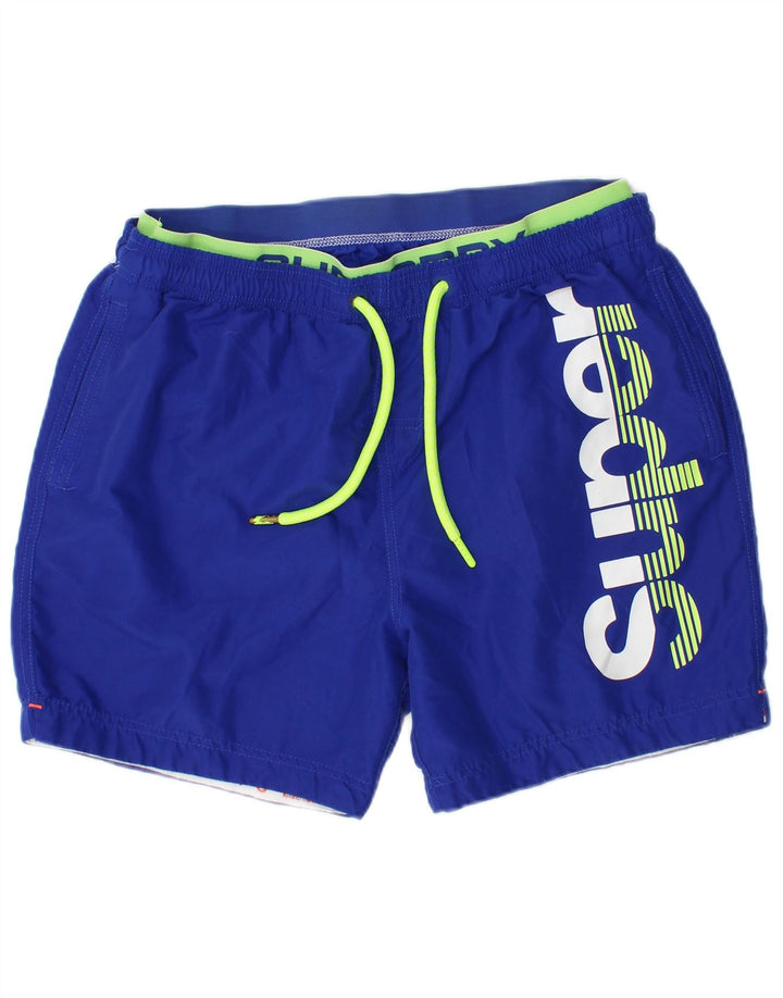 Superdry Herren-Badeshorts mit Grafik, 2XL, Blau, Polyester