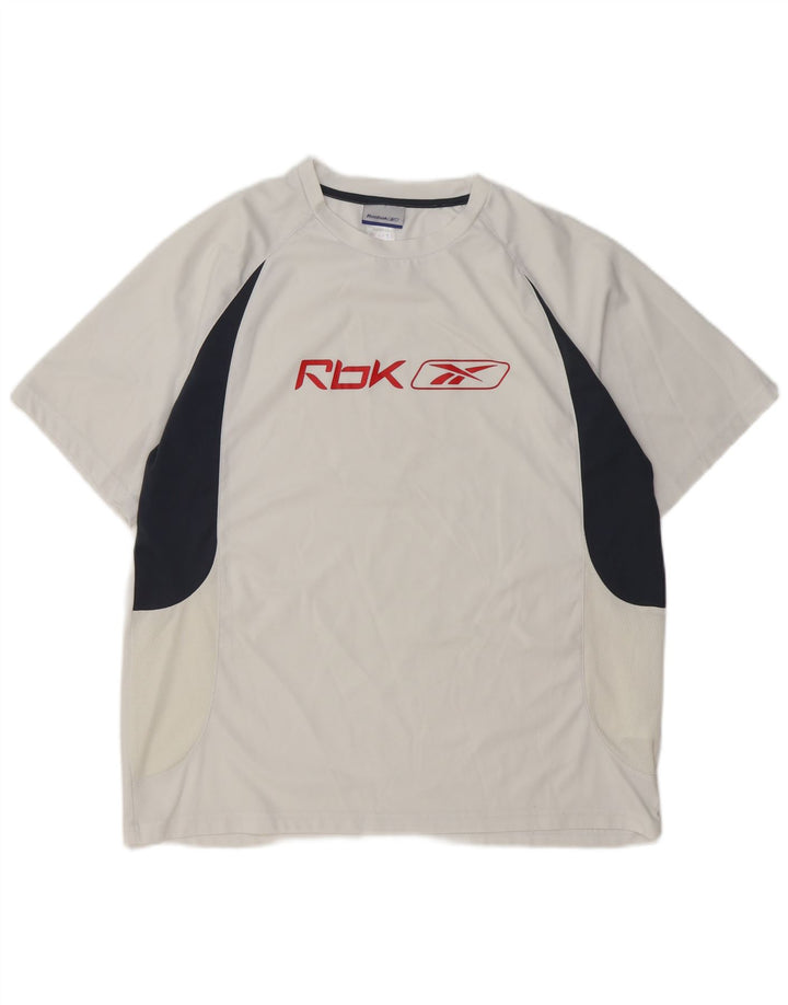 REEBOK Herren T-Shirt mit Grafik, XL, Weiß, Farbblock