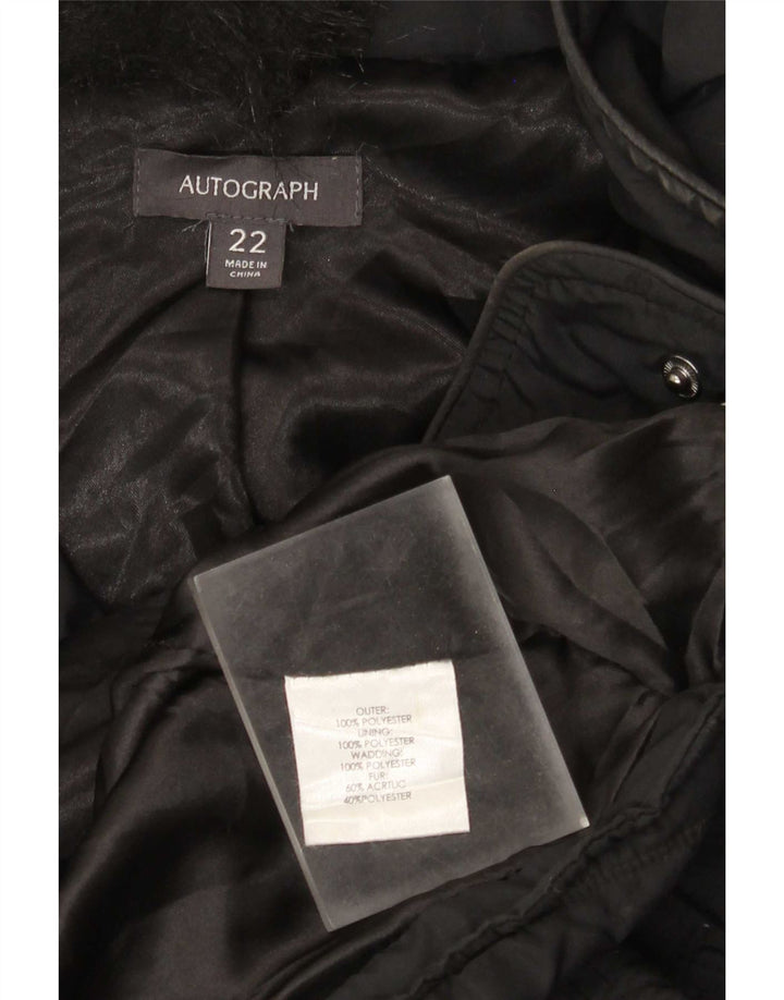 Marks & Spencer Wattierter Damenmantel mit Kapuze, UK 22 3XL, Schwarz, Polyester