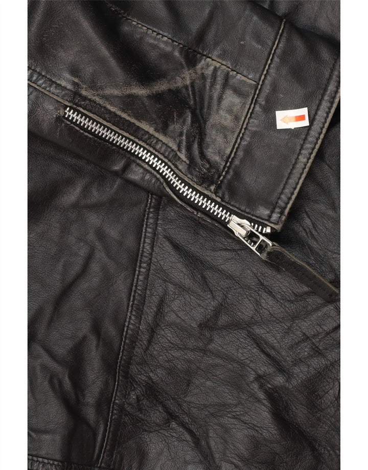 Isaco & Kawa Damen Biker-Lederjacke IT 44 Mittelschwarzes Leder