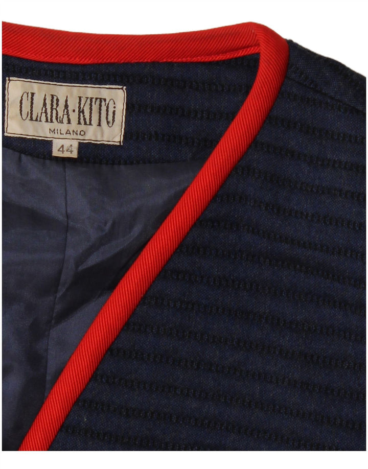 VINTAGE Damen 3-Knopf-Blazerjacke IT 44 Mittelmarineblau gestreift