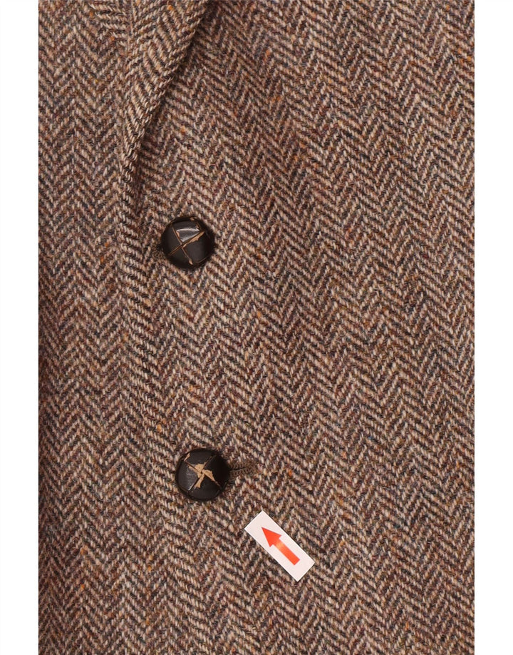 St Michael Herren-Blazer mit 2 Knöpfen, UK 38, mittelbraune Wolle mit Fischgrätenmuster