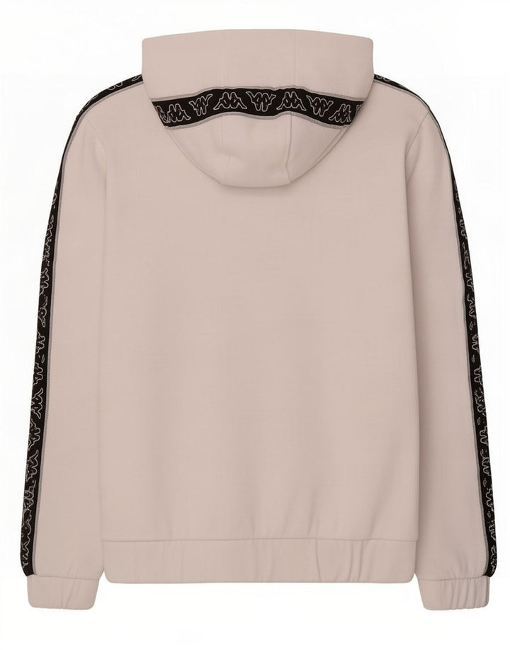 Kappa Herren-Fleecepullover mit grafischer Kapuze, mittelweißes Farbblock-Polyester