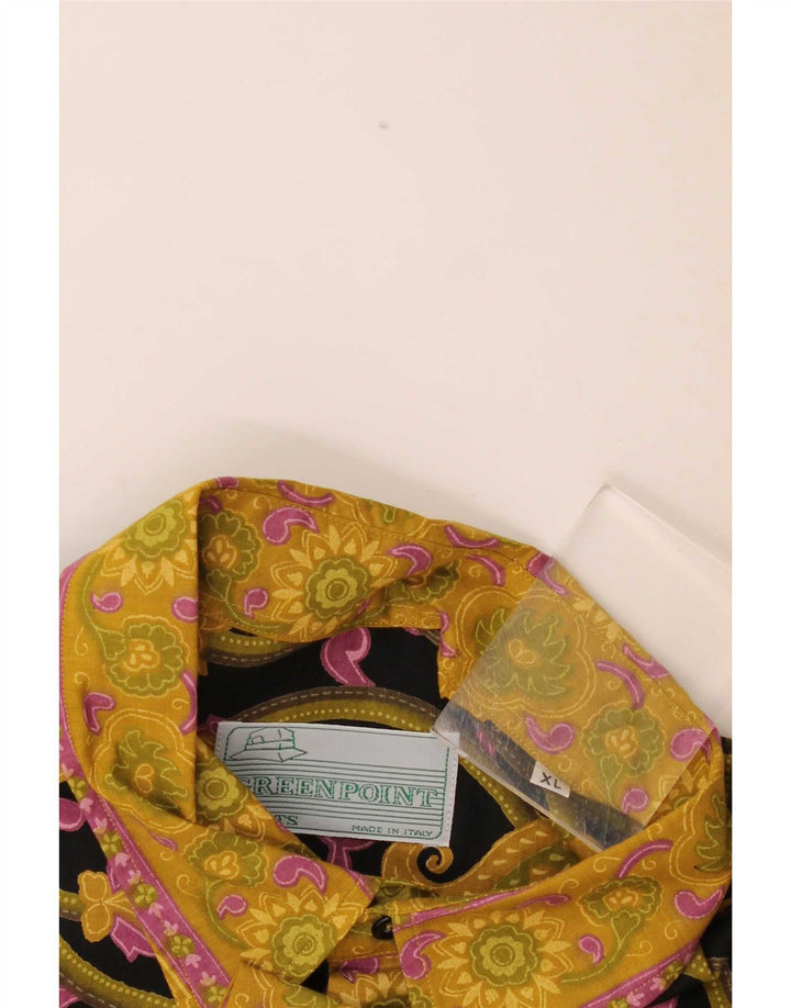 Vintage Herren Kurzarmhemd XL Schwarz Paisley