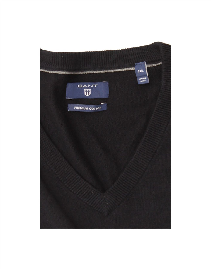GANT Mens V-Neck Jumper Sweater 2XL Navy Blue Cotton Vintage Gant and Second-Hand Gant from Messina Hembry 