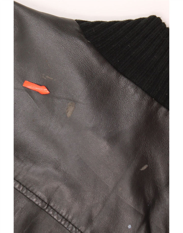Conbipel Herren Bomber-Lederjacke IT 48 Mittelschwarzes Leder