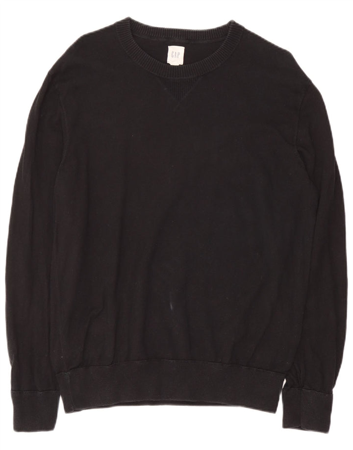 Gap Herren-Pullover mit Rundhalsausschnitt, Größe S, schwarze Baumwolle