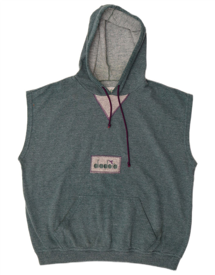 DIADORA Herren-Kapuzenpullover, ärmellos, groß, aus blauer Baumwolle